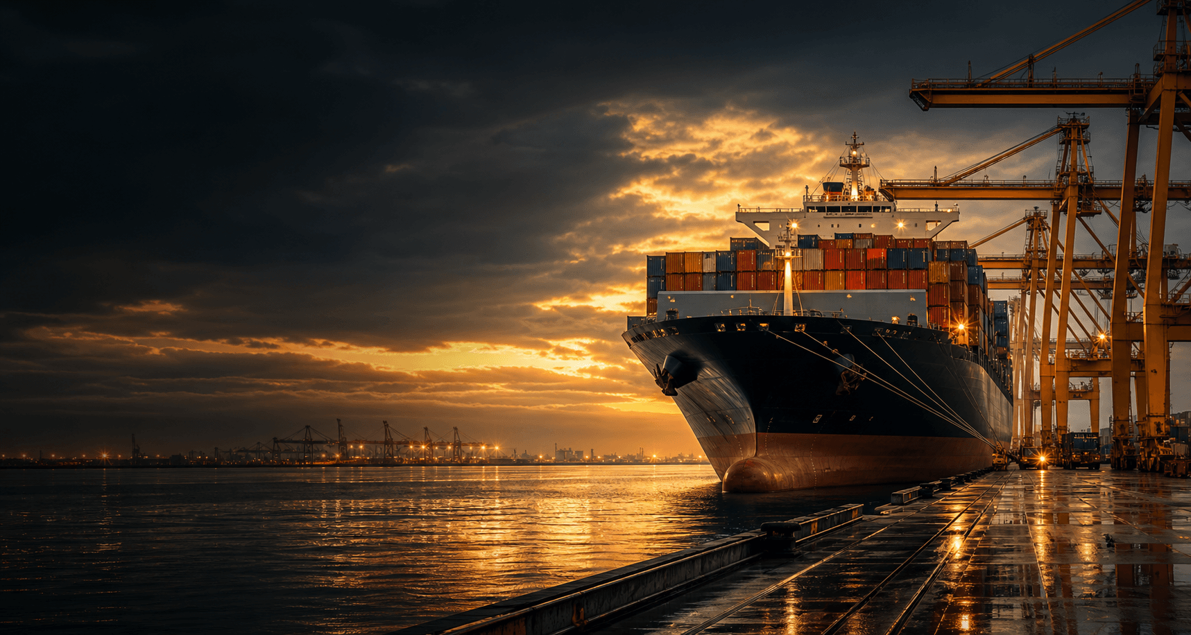 Container vessel at an international port